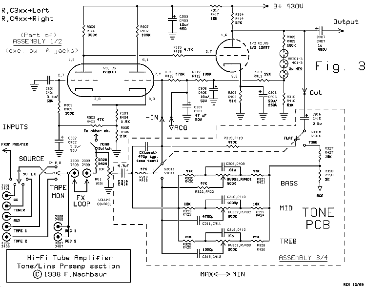Fig. 3: Tone Control Preamplifier